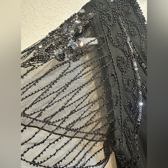 Black Embellished Tiered Midi Dress - Picture 11 of 15